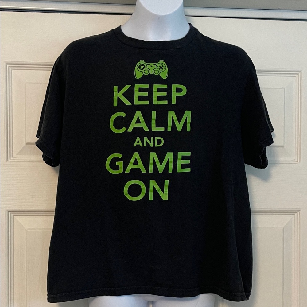 Vintage Boy’s  Black T-Shirt with Green Gaming Print